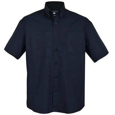 Camisa Casual Lisa Azul Cavalatti Manga Corta para Hombre