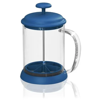 Prensa Francesa Café 600ml Azul Vidrio PVC Filtro Silicón Brang