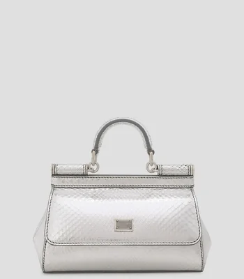 Bolsa mini shoulder plateada en piel Sicily animalskin Mujer