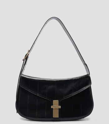 Bolsa Shoulder en piel vacuna con líneas Mujer