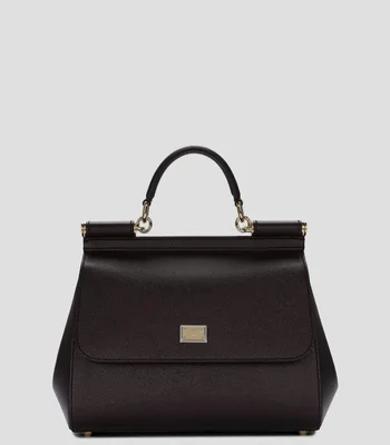 Bolsa satchel vino en piel Sicily Medium lisa Mujer