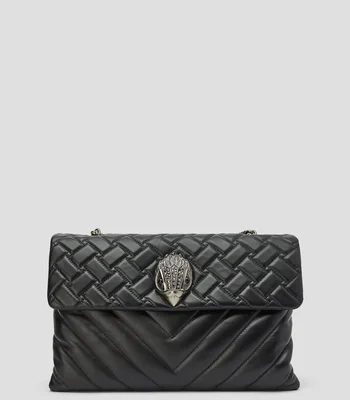 Bolsa crossbody Kensington en piel negra acolchada Mujer