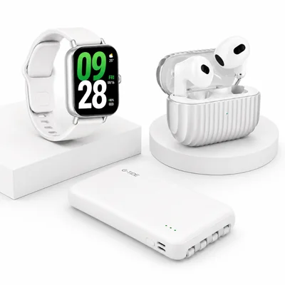 SMARTWATCH REDMI WATCH 5 ACTIVE PLATA + Power Bank 10000Mha P1 G-tide. BLANCO + AUDIFONOS G-TIDE H21 PLATA