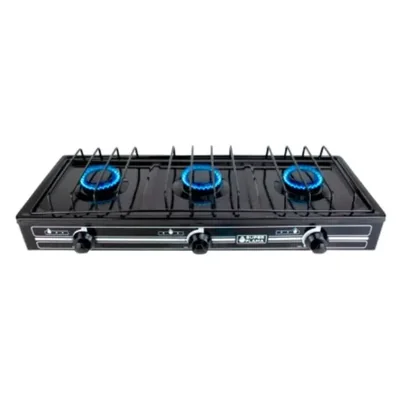Parrilla de Gas 3 Quemadores de Mesa Cubierta Esmaltada Negro Modelo 3Q-N SUPERFLAMA