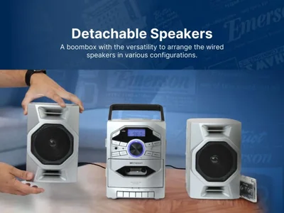 Reproductor de CD portátil Boombox Emerson con reproductor de casetes