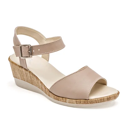 Rojo Cereza sandalia con cuña para mujer beige cod 125706-E
