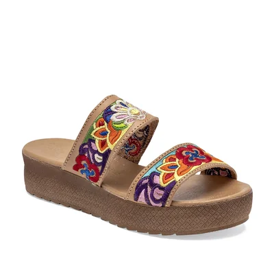 Mora Tierra sandalia de piel  para mujer  beige multicolor cod 137168-E