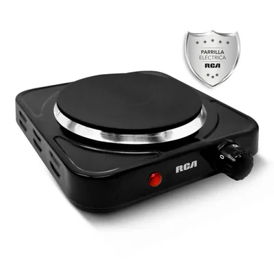 RCA Parrilla Eléctrica RC1000N, Disco Plano en Color Negro, Control de