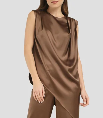 Blusa lisa sin mangas Mujer
