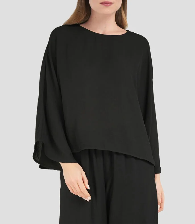 Blusa lisa manga larga Mujer
