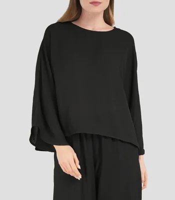 Blusa lisa manga larga Mujer