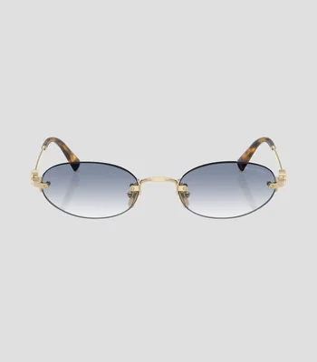 Lentes de sol Miu Miu ovalados dorados, azul Mujer