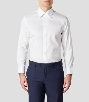 Camisa de vestir sólida con manga larga Hombre