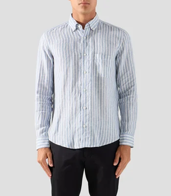 Camisa a rayas manga larga Hombre