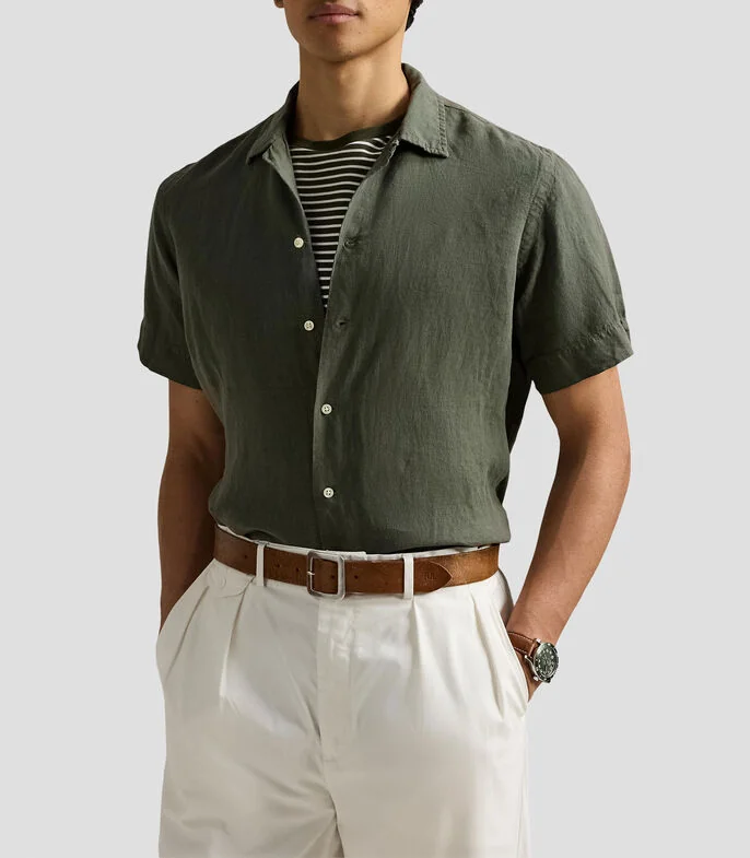 Camisa lisa manga corta Hombre