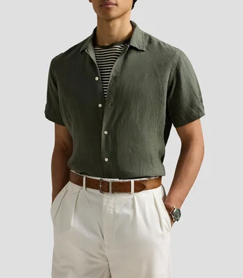 Camisa lisa manga corta Hombre