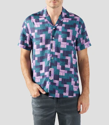 Camisa estampada manga corta Hombre