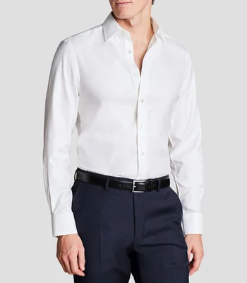 Camisa de vestir lisa manga larga Hombre
