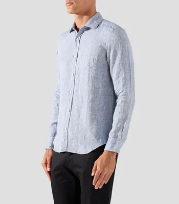 Camisa jaspeada manga larga Hombre