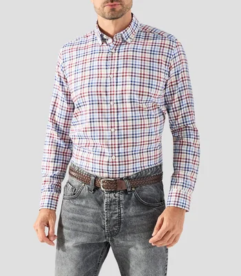 Camisa a cuadros manga larga Hombre