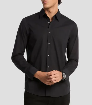 Camisa lisa manga larga Hombre