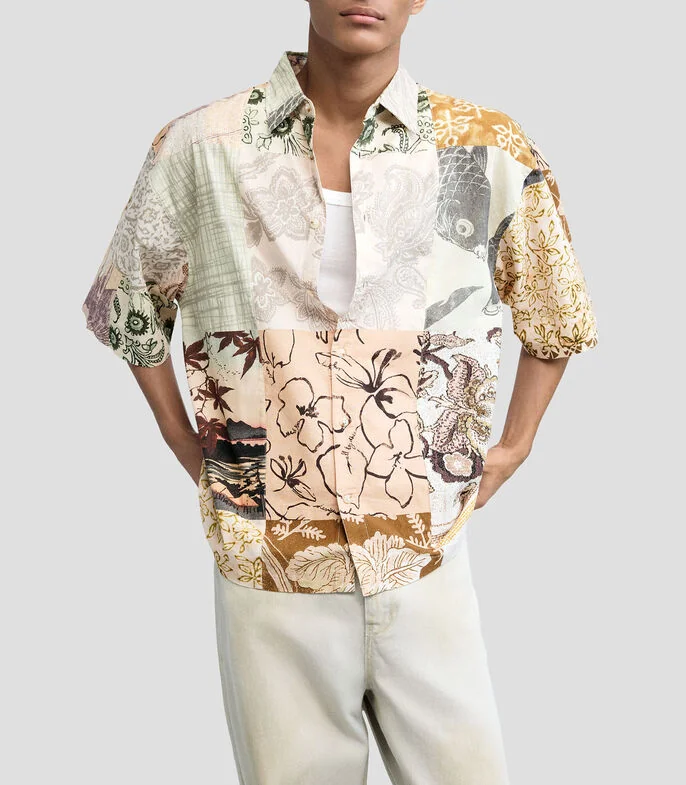 Camisa estampada manga corta Hombre