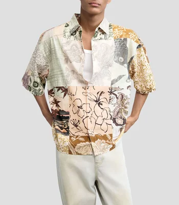 Camisa estampada manga corta Hombre