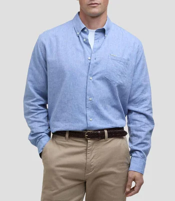 Camisa lisa manga larga Hombre