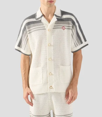 Camisa de rayas con manga corta Hombre
