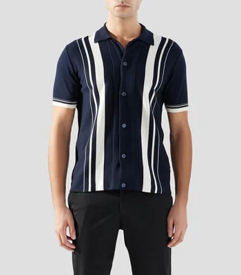 Camisa a rayas manga corta Hombre