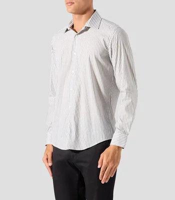 Camisa a rayas manga larga Hombre