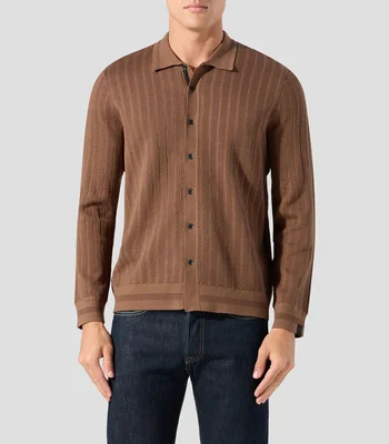Camisa a rayas manga larga Hombre