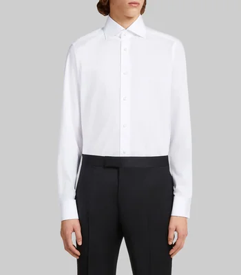 Camisa de vestir sólida manga larga Hombre
