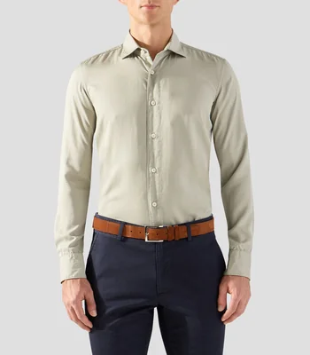 Camisa lisa con manga larga Hombre