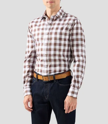 Camisa de cuadros manga larga Hombre