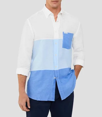 Camisa de manga larga con bloques Hombre