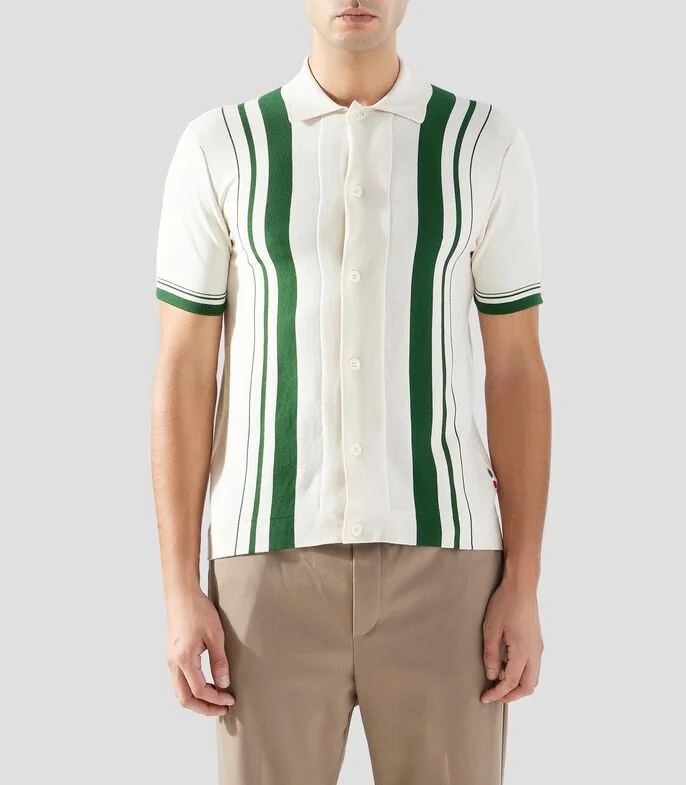 Camisa a rayas manga corta Hombre