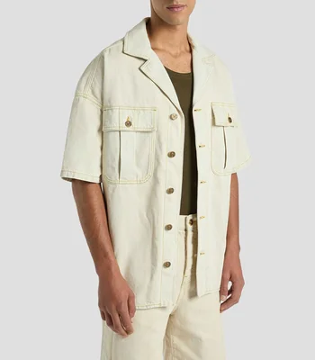 Sobrecamisa lisa manga corta Hombre