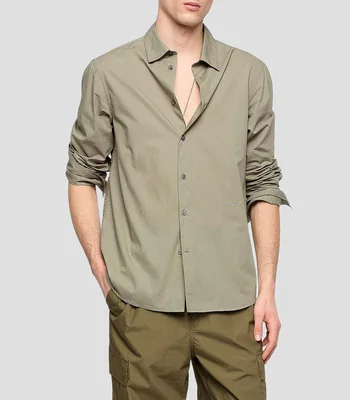 Camisa lisa manga larga Hombre