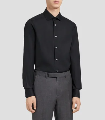Camisa de vestir lisa manga larga Hombre