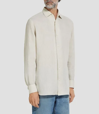 Camisa de lino con manga larga Hombre