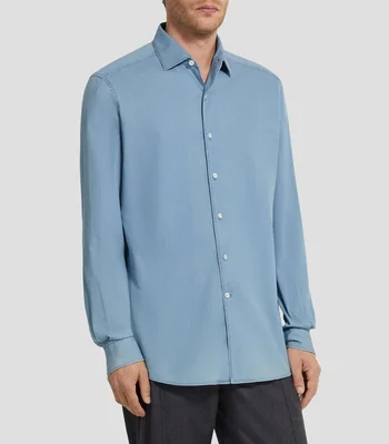 Camisa lisa manga larga Hombre