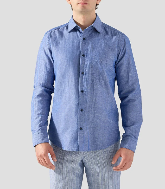 Camisa jaspeada manga larga Hombre