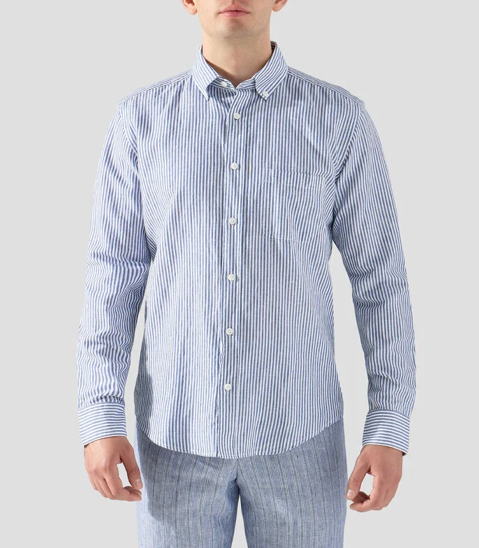 Camisa a rayas manga larga Hombre