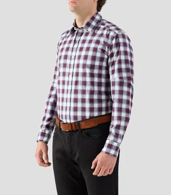 Camisa a cuadros manga larga Hombre