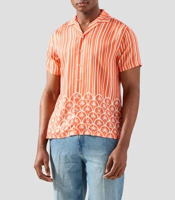 Camisa con estampado manga corta Hombre