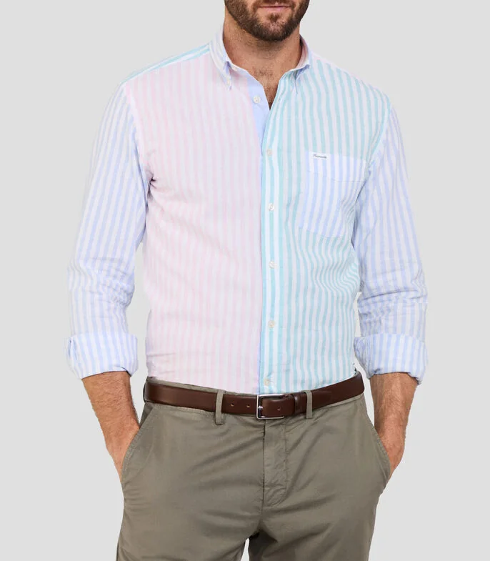 Camisa de manga larga con rayas Hombre