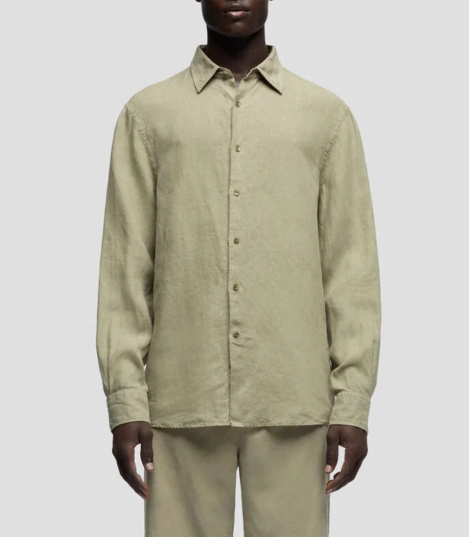 Camisa sólido manga larga Hombre