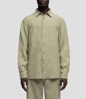 Camisa sólido manga larga Hombre