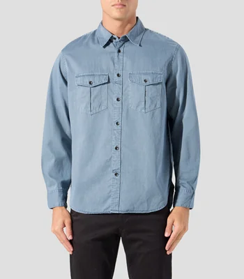 Camisa lisa manga larga Hombre
